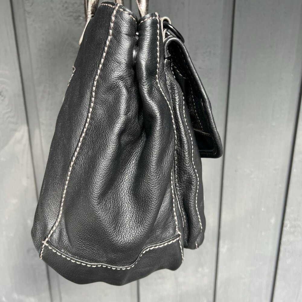 Liebeskind Berlin Leather Shoulder Bag Satchel Black Metallic Slouchy Soft Purse - Picture 4 of 16